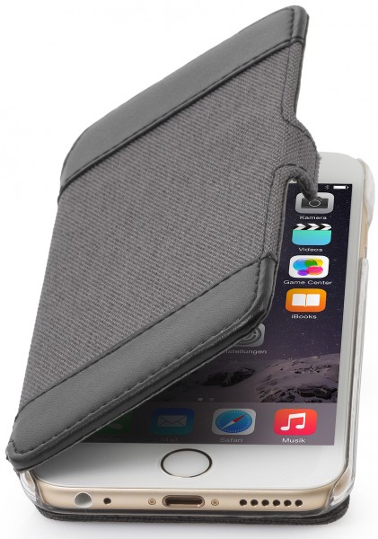 StilGut - iPhone 6 case &quot;Book Type&quot; textile and leather