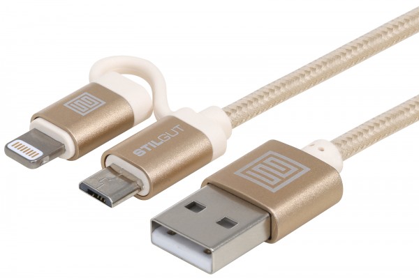 StilGut - 2-in-1 charging cable with lightning & micro USB (Apple MFi certified)