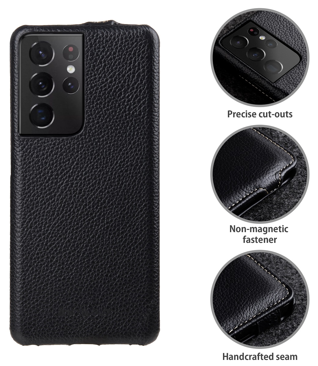 Samsung S20 FE Flip Case aus Leder Schwarz Lederhülle StilGut UltraSlim kompatibel mit Samsung Galaxy S20 FE Hülle Klapphülle Handyhülle 
