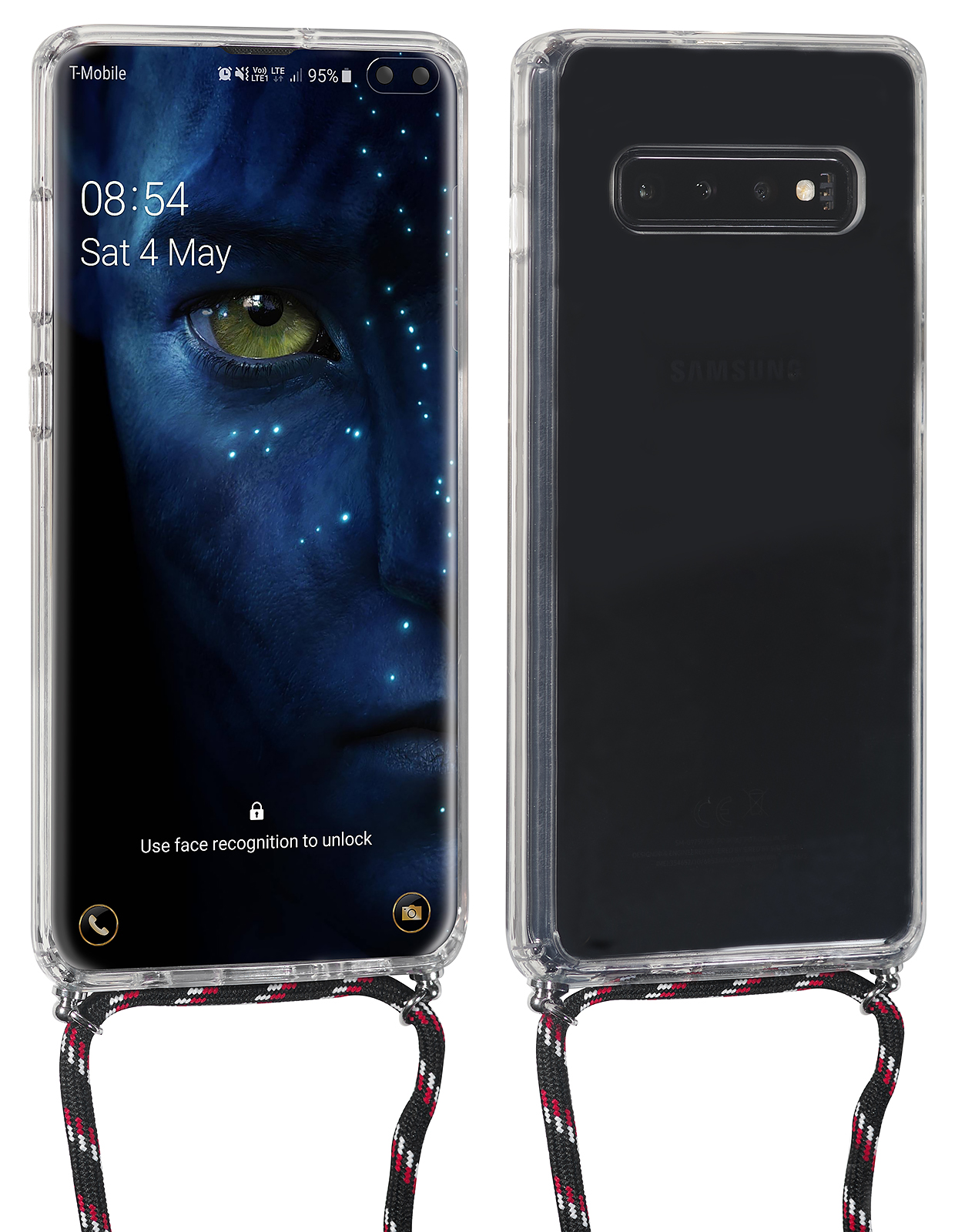 Adjustable Length Lanyard AROYI Samsung Galaxy S10 Plus Case, Ultra-Slim Crystal Transparent Silicone Shockproof Crystal Soft TPU Bumper Cover Smartphone Necklace for Samsung Galaxy S10 Plus
