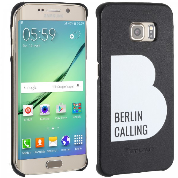 StilGut - Samsung Galaxy S6 edge Cover Berlin Calling in Leather - Like Berlin Edition