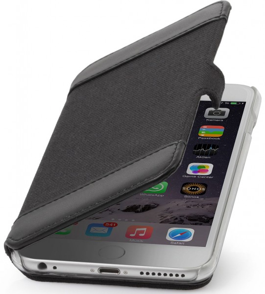 StilGut - iPhone 6 case &quot;Book Type&quot; textile and leather