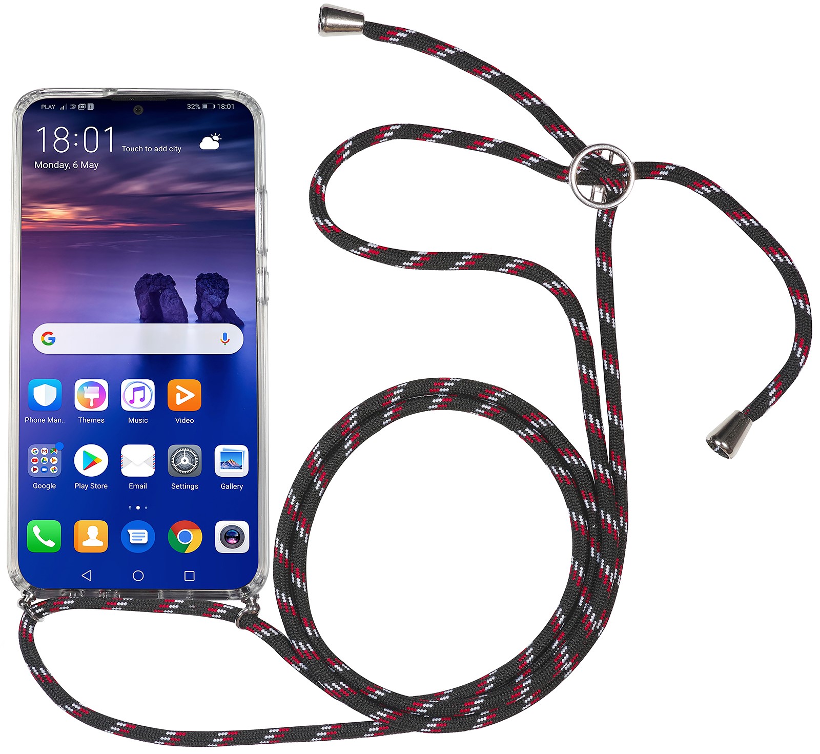 - Crossbody Case Clear TPU Lanyard Travel Outline Black/Transparent kwmobile Case Compatible with Huawei P Smart 2019